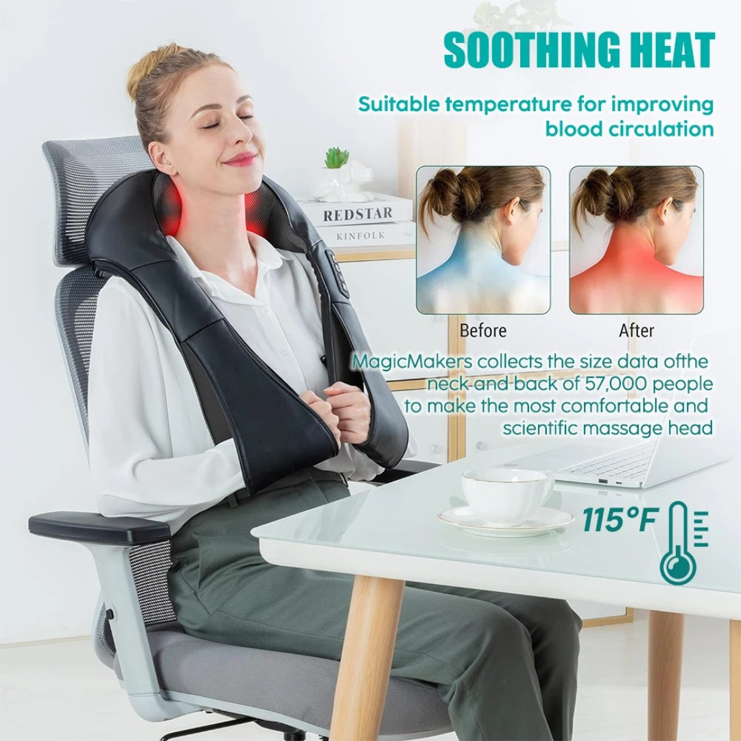 Shiatsu Neck & Shoulder Massager with Heat – Deep Kneading Therapy