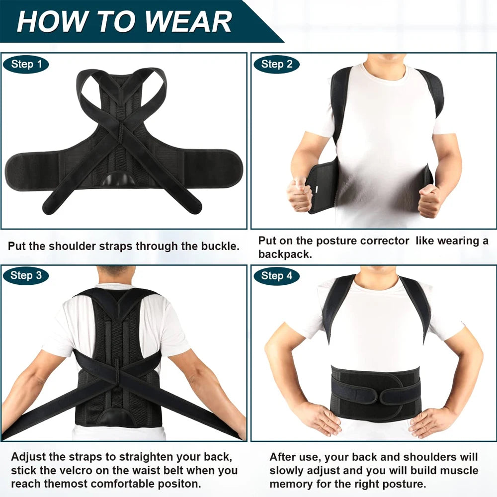 Adjustable Back Support Brace for Comfort & Posture Improvement